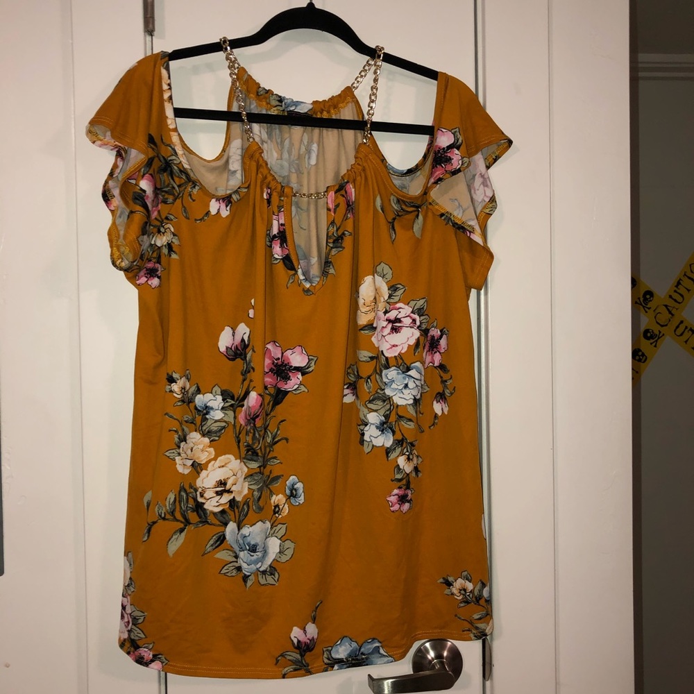 Mustard Blouse With Chain Detail